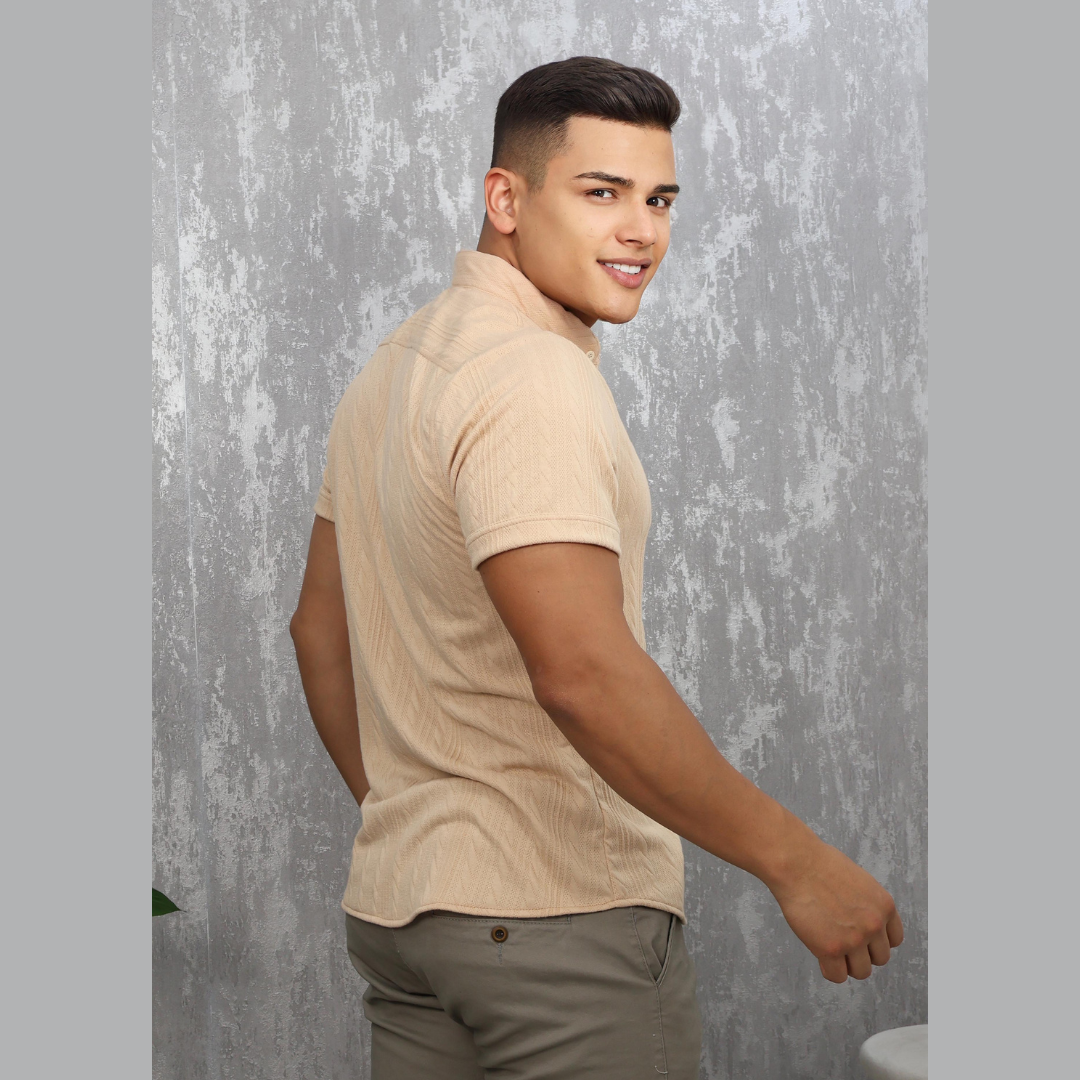 Camisa Casual de Textura Cruzada – Estilo Fresco para Hombre