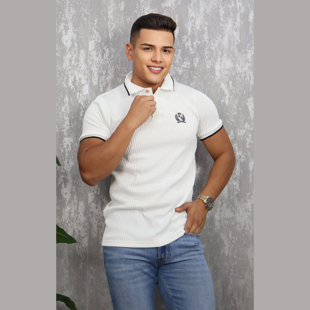 Polo Hombre Manga Corta Acanalado - Elegancia Casual