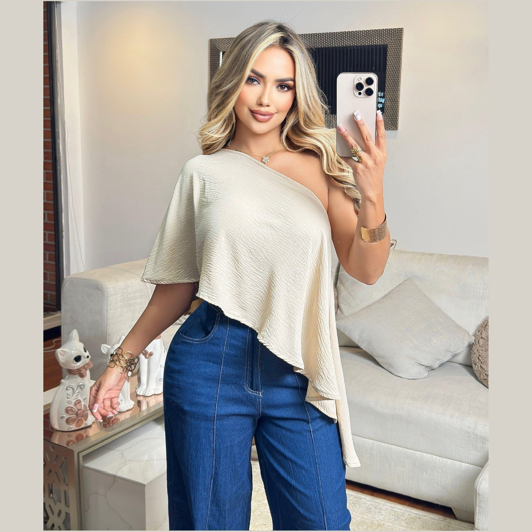 Blusa asimétrica mujer elegante casual