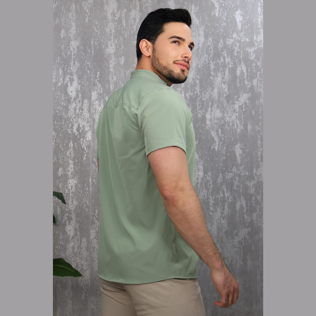 Camisa de Hombre Casual Cuello Mao Manga Corta