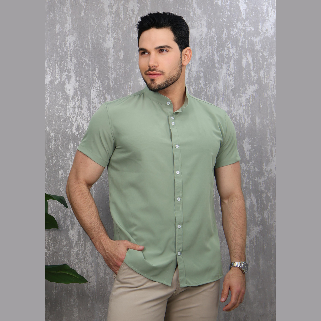 Camisa de Hombre Casual Cuello Mao Manga Corta