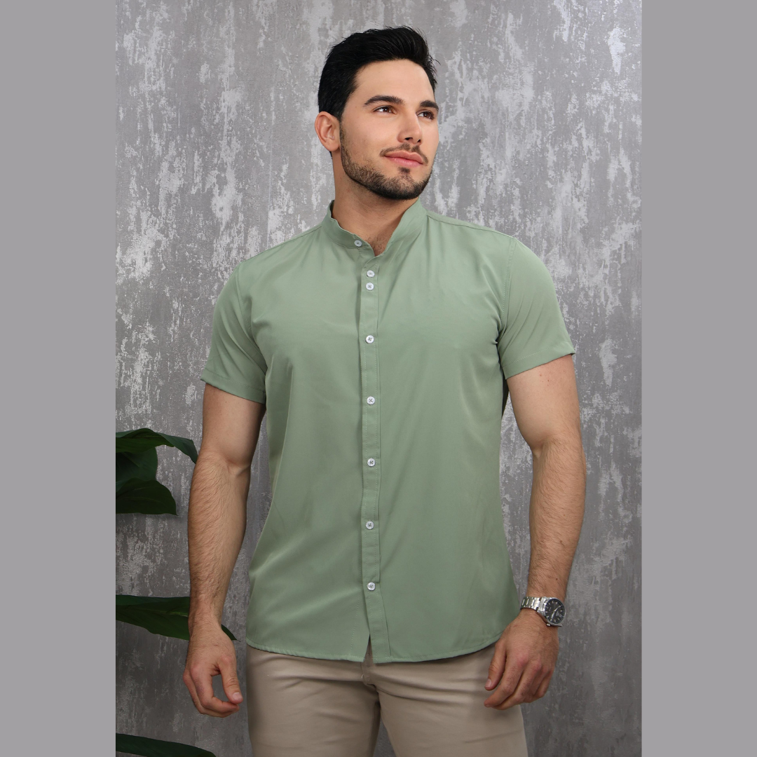 Camisa de Hombre Casual Cuello Mao Manga Corta