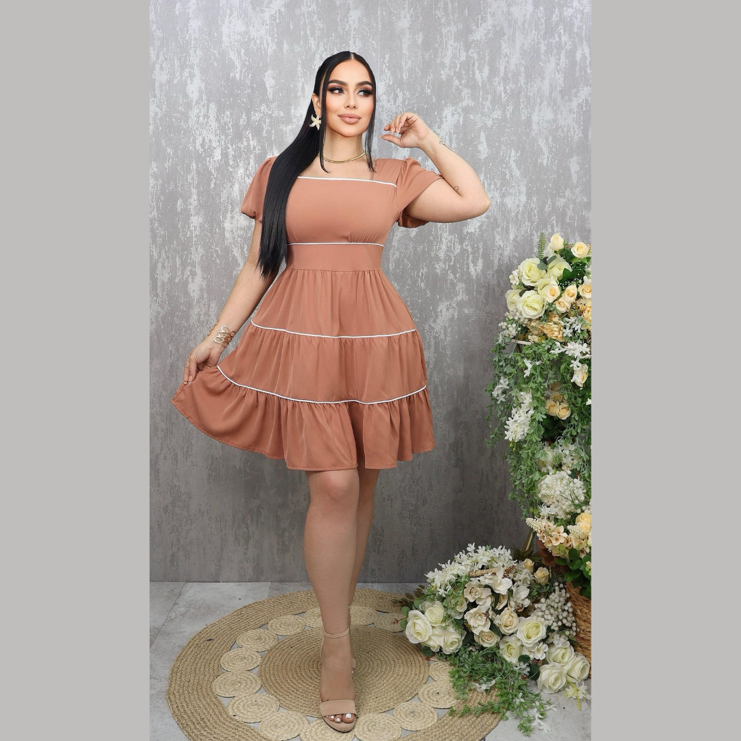 Vestido Corto Casual con Volantes para Mujer - Moda Colombiana