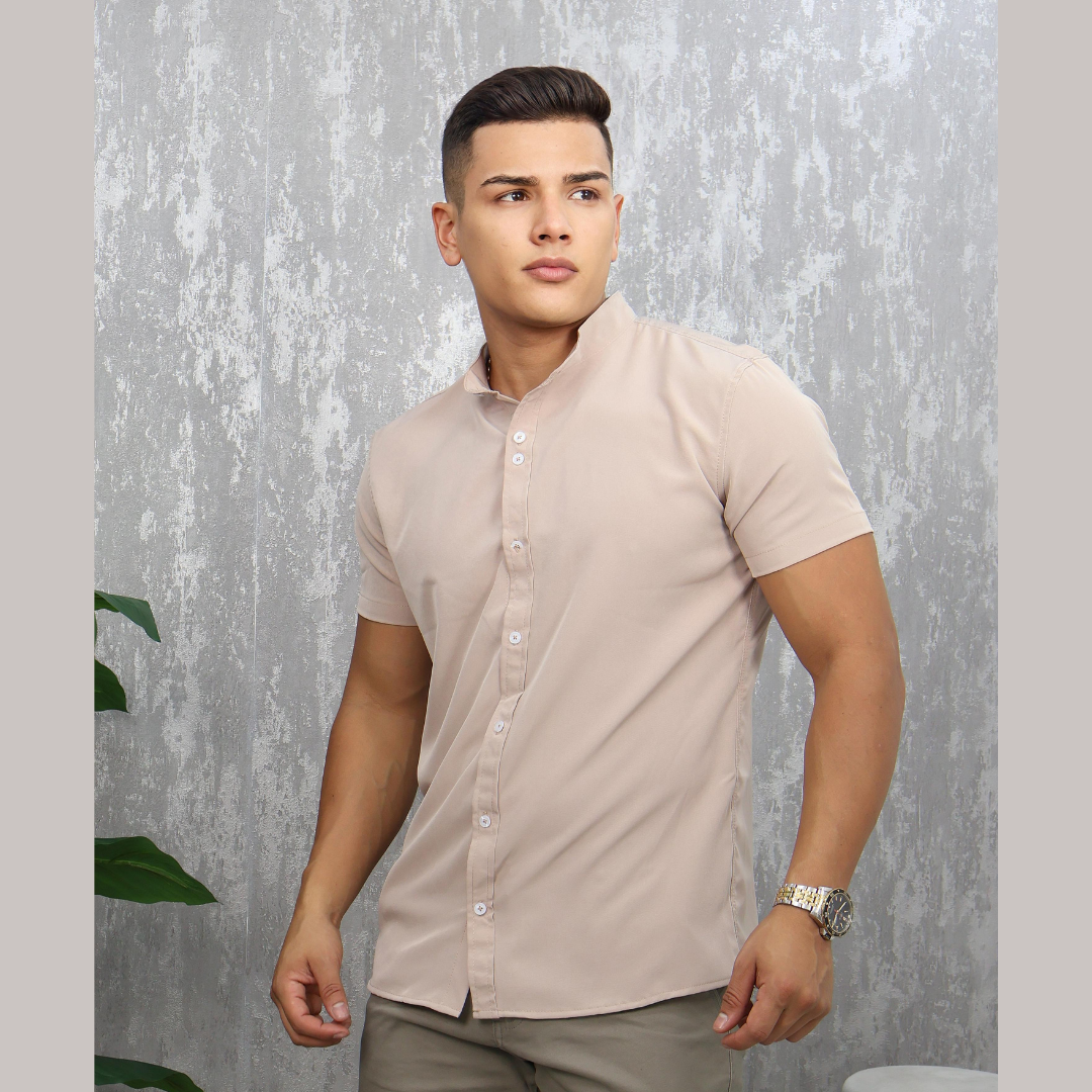 Camisa de Hombre Casual Cuello Mao Manga Corta