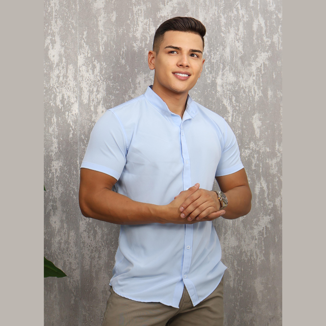Camisa de Hombre Casual Cuello Mao Manga Corta