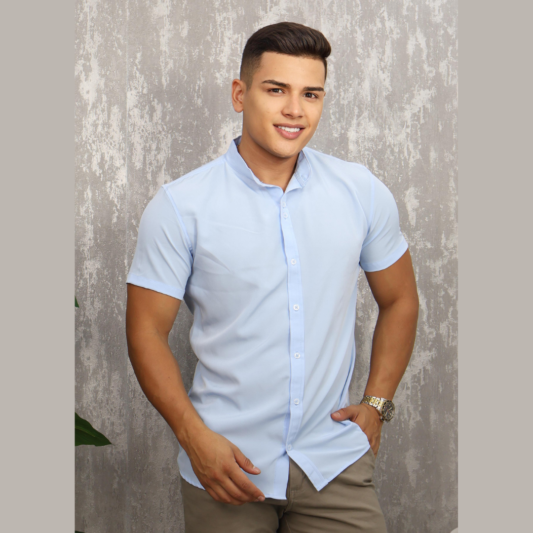 Camisa de Hombre Casual Cuello Mao Manga Corta