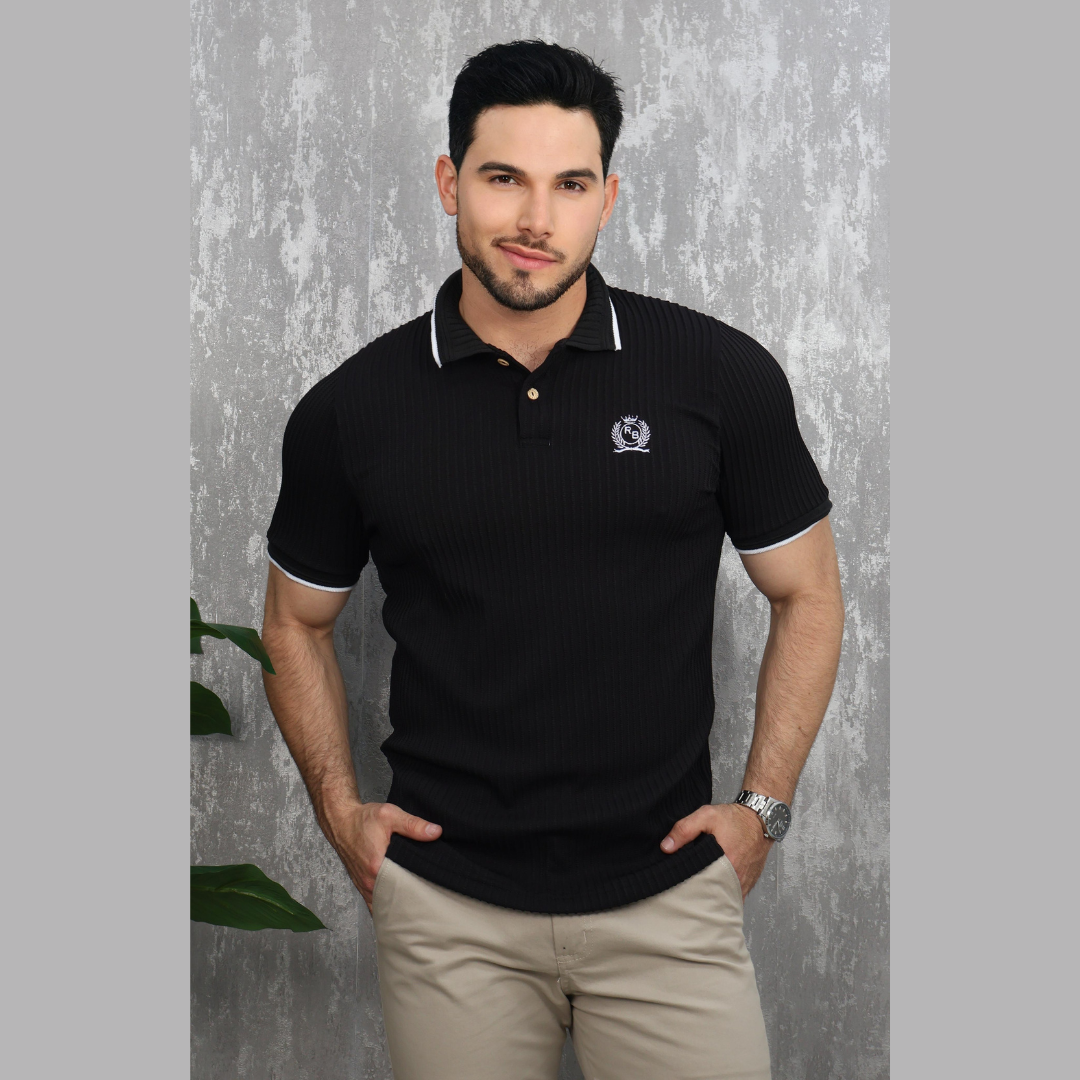 Polo Hombre Manga Corta Acanalado - Elegancia Casual