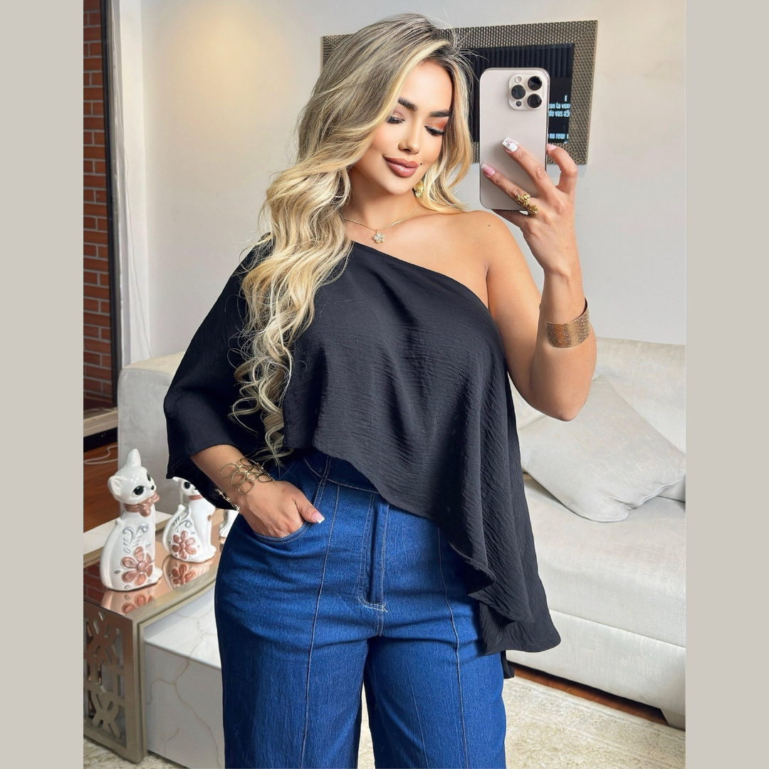 Blusa asimétrica mujer elegante casual