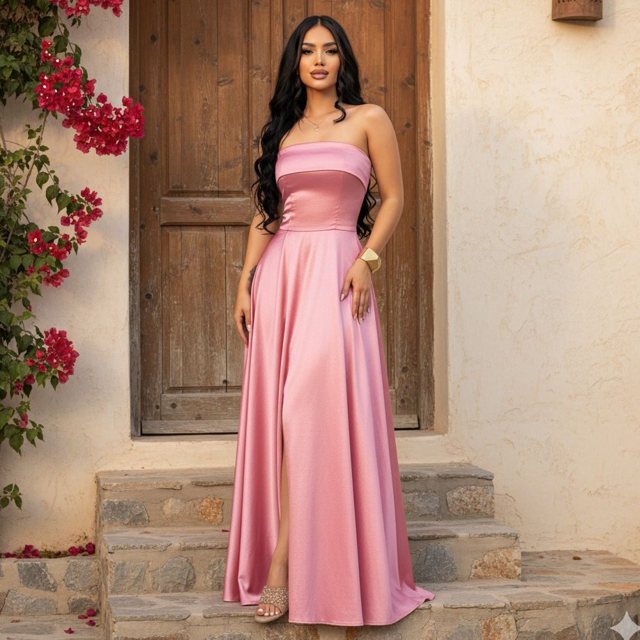 Vestido de fiesta elegante con abertura lateral para mujer