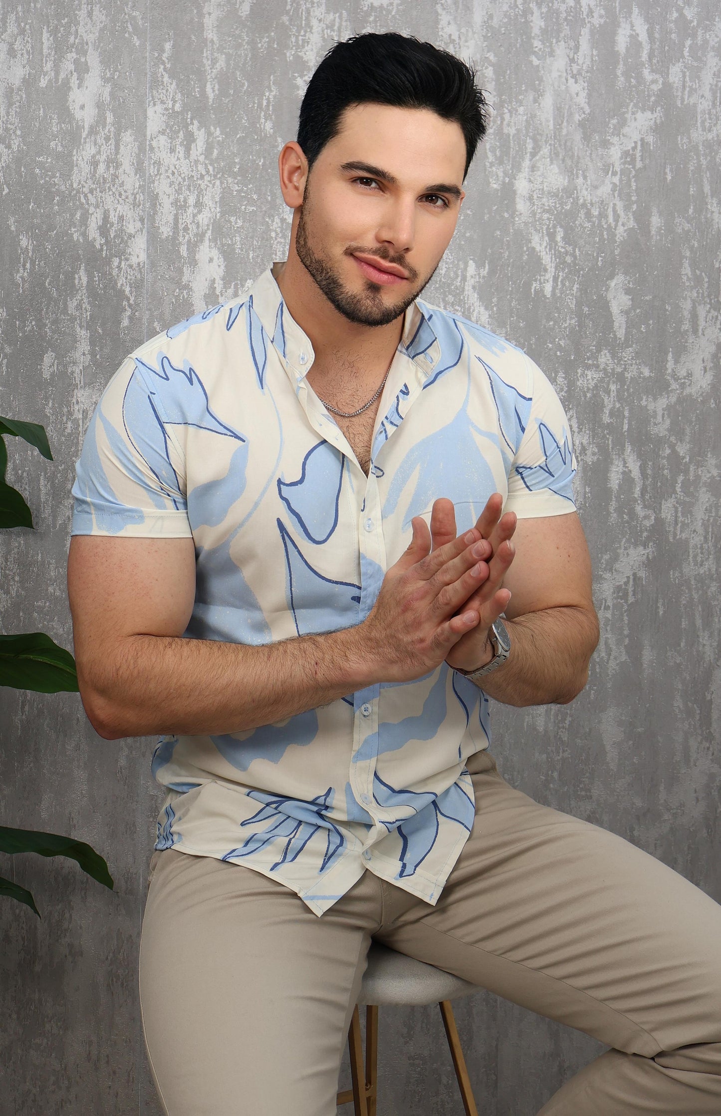 Camisa Manga Corta Estampada Hombre - Estilo Casual Moderno