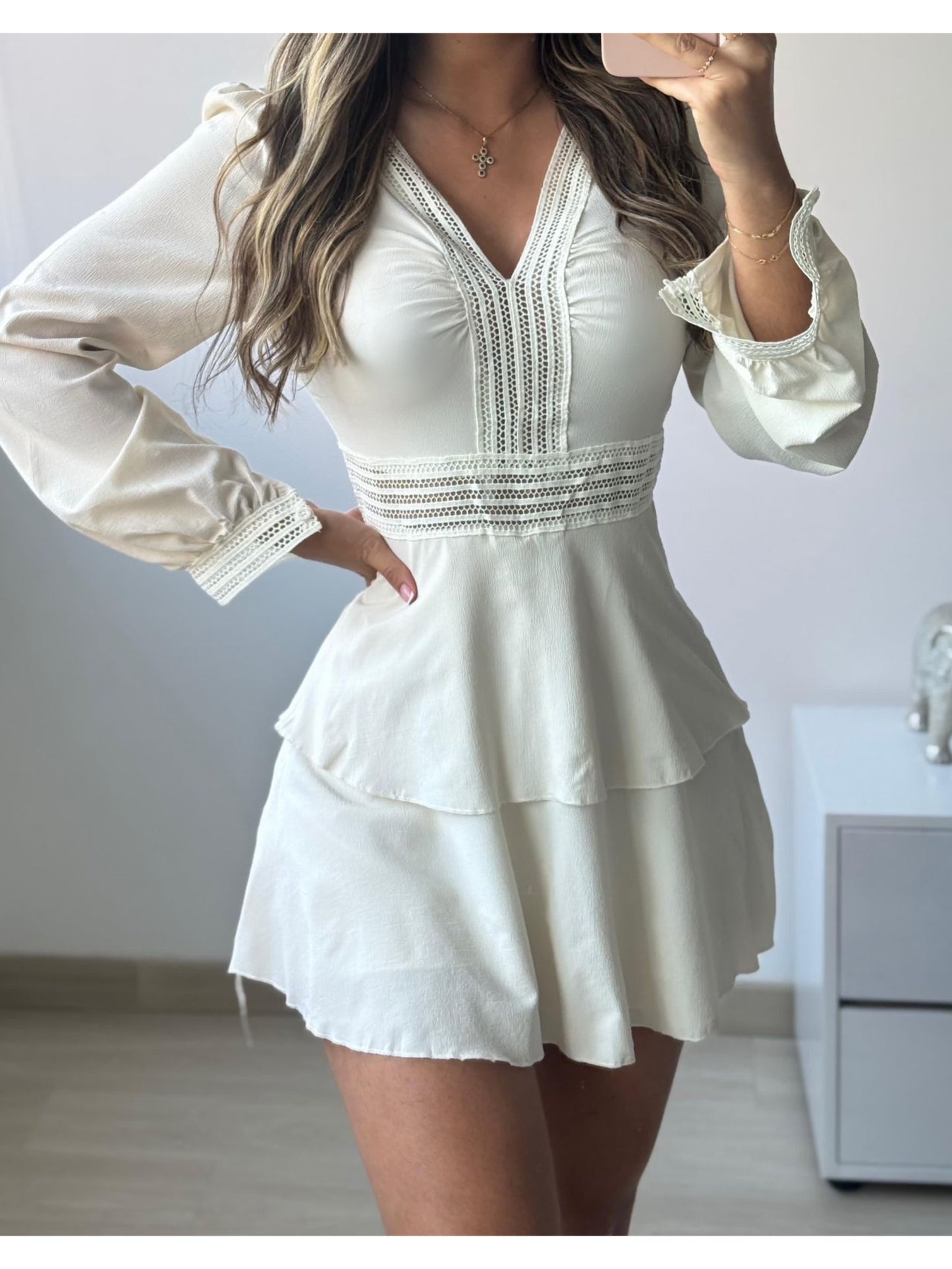 Enterizo falda shorts manga larga