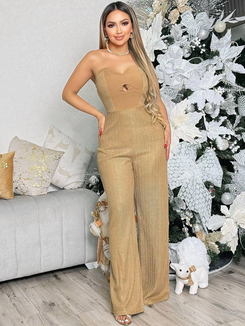 Enterizo pantalón malla crochet  strapless exclusivo