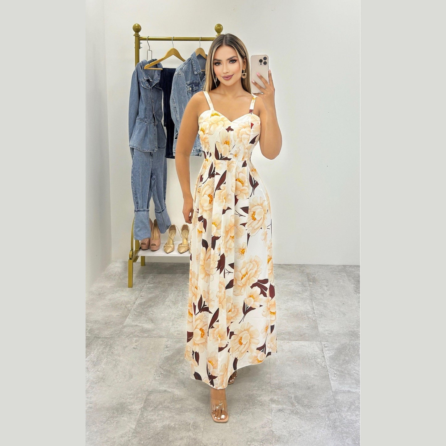 Vestido Largo Floral Mujer Verano Casual Elegante