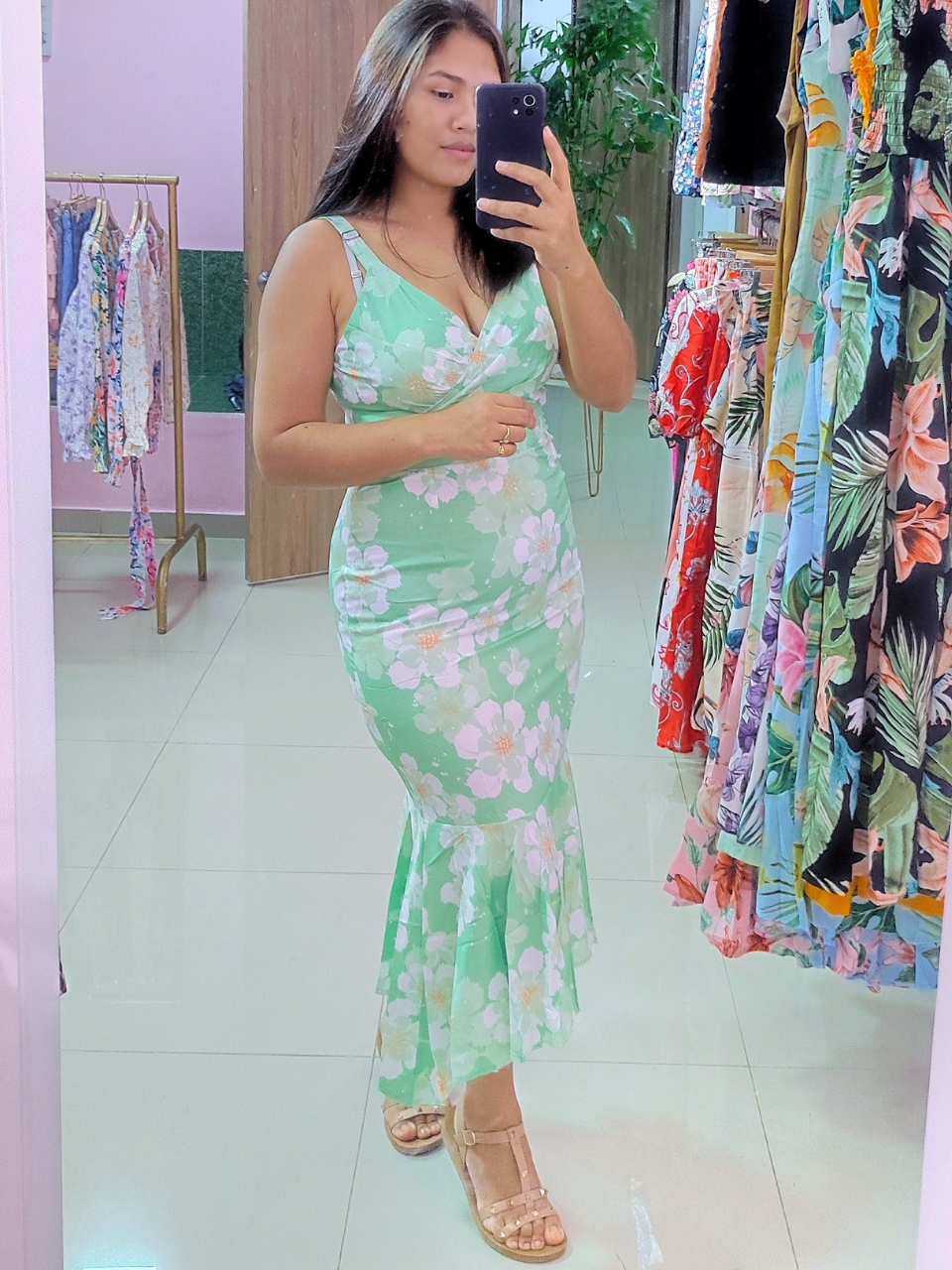 Vestido largo florido tendencia