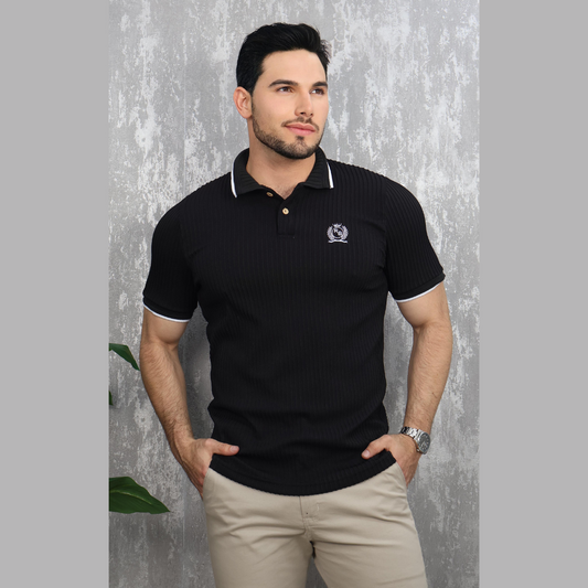 Polo Hombre Manga Corta Acanalado - Elegancia Casual
