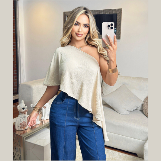 Blusa asimétrica mujer elegante casual