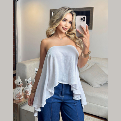 Blusa asimétrica mujer elegante casual