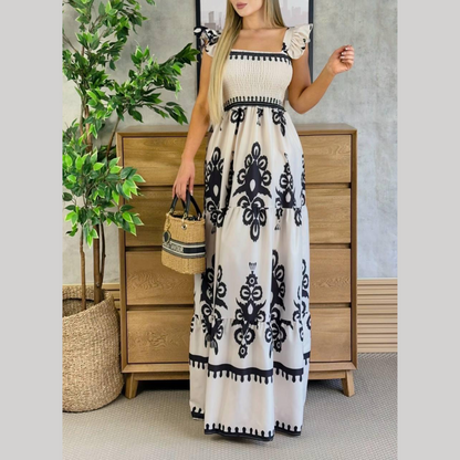 Vestido largo bohemio mujer hombros descubiertos