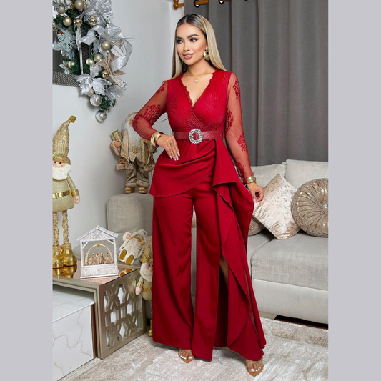 Enterizo  con Encaje y Cinturón Luxury