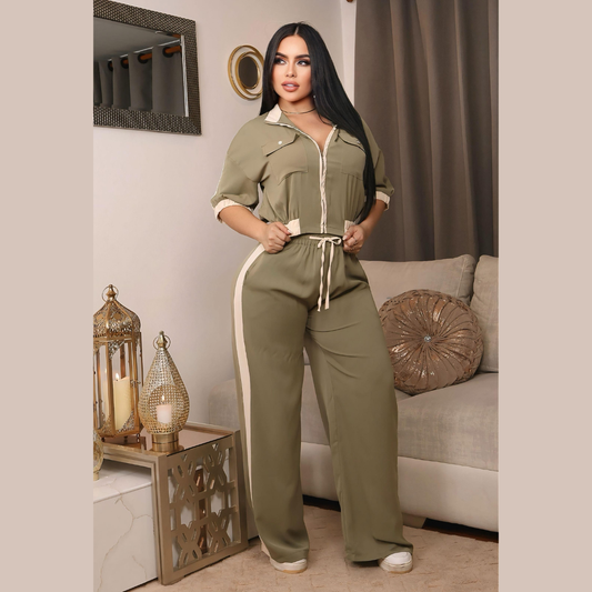 Conjunto con cierre delantero y cintura elástica femenina