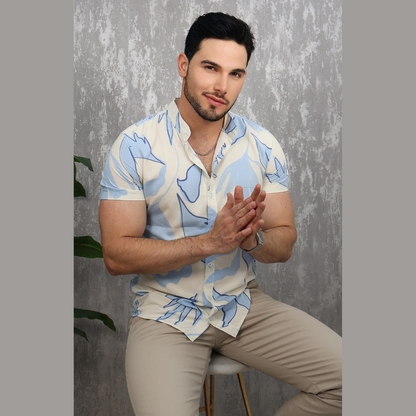 Camisa Manga Corta Estampada Hombre - Estilo Casual Moderno