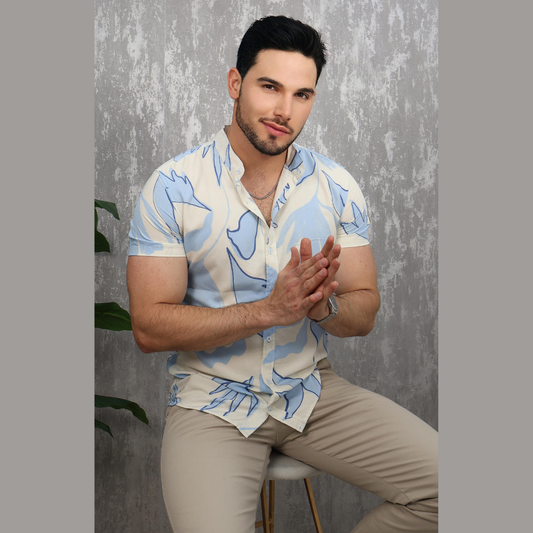 Camisa Manga Corta Estampada Hombre - Estilo Casual Moderno
