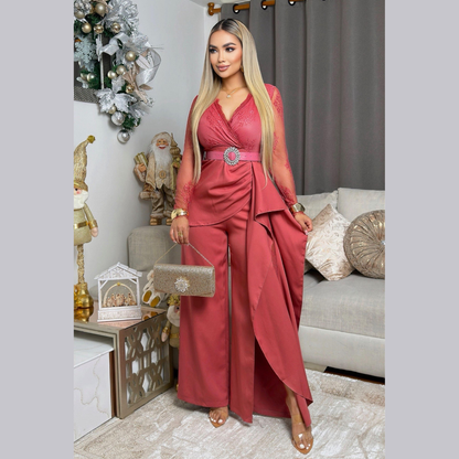 Enterizo  con Encaje y Cinturón Luxury