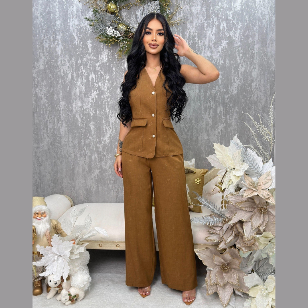 Conjunto Dos piezas con chaleco elegante y pantalón