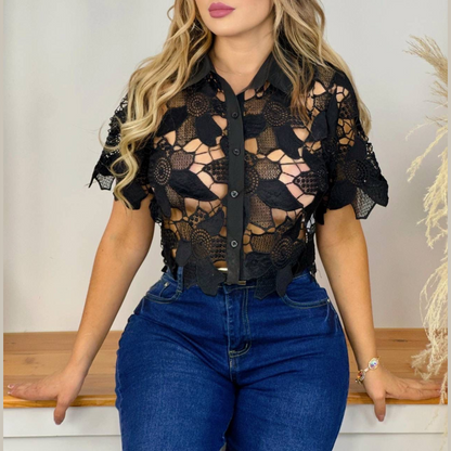 Blusa Casual de Encaje Floral - Estilo Moderno y Fresco