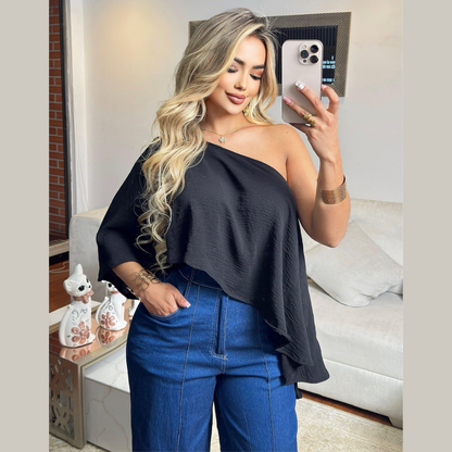 Blusa asimétrica mujer elegante casual
