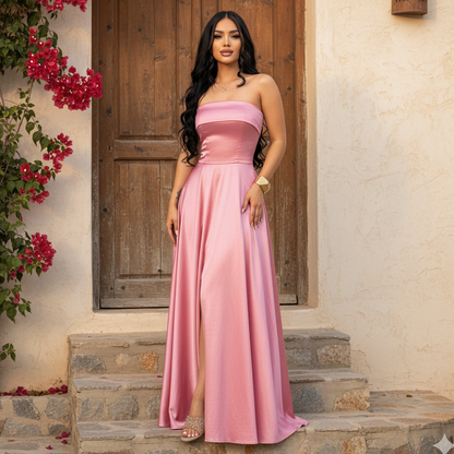 Vestido de fiesta elegante con abertura lateral para mujer