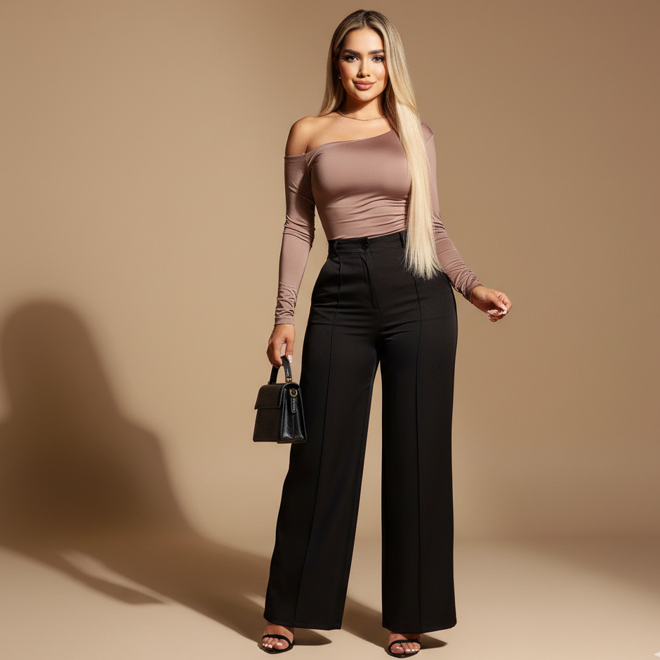 Conjunto para Mujer con Pantalón Palazzo de Tiro Alto