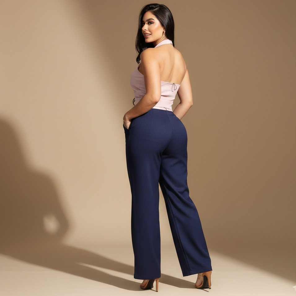 Conjunto para Mujer de Chaleco y Pantalón de Corte Amplio