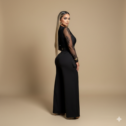 Enterizo Encaje fino y Cinturón Luxury