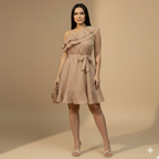 Vestido de Un Solo Hombro con Volantes y Cinturón
