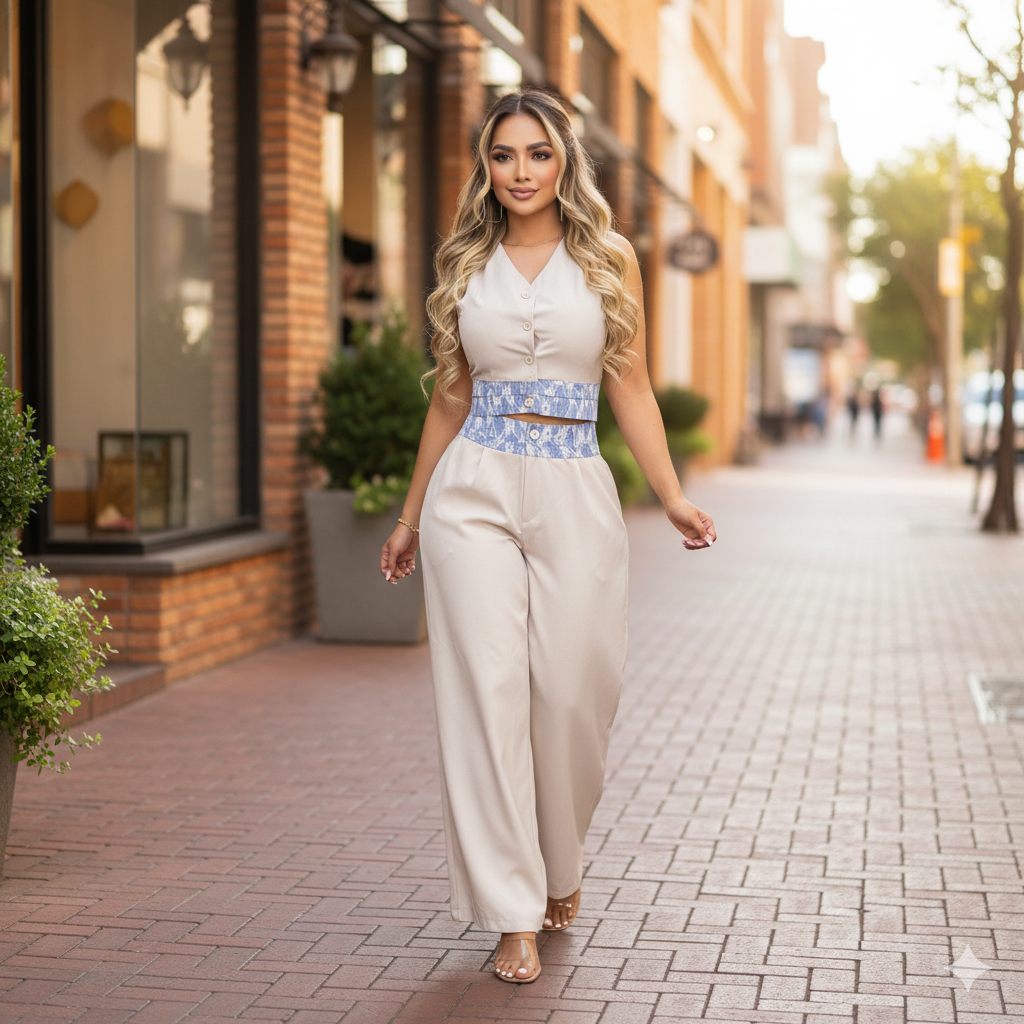 Enterizo Palazzo Cinturón Bordado