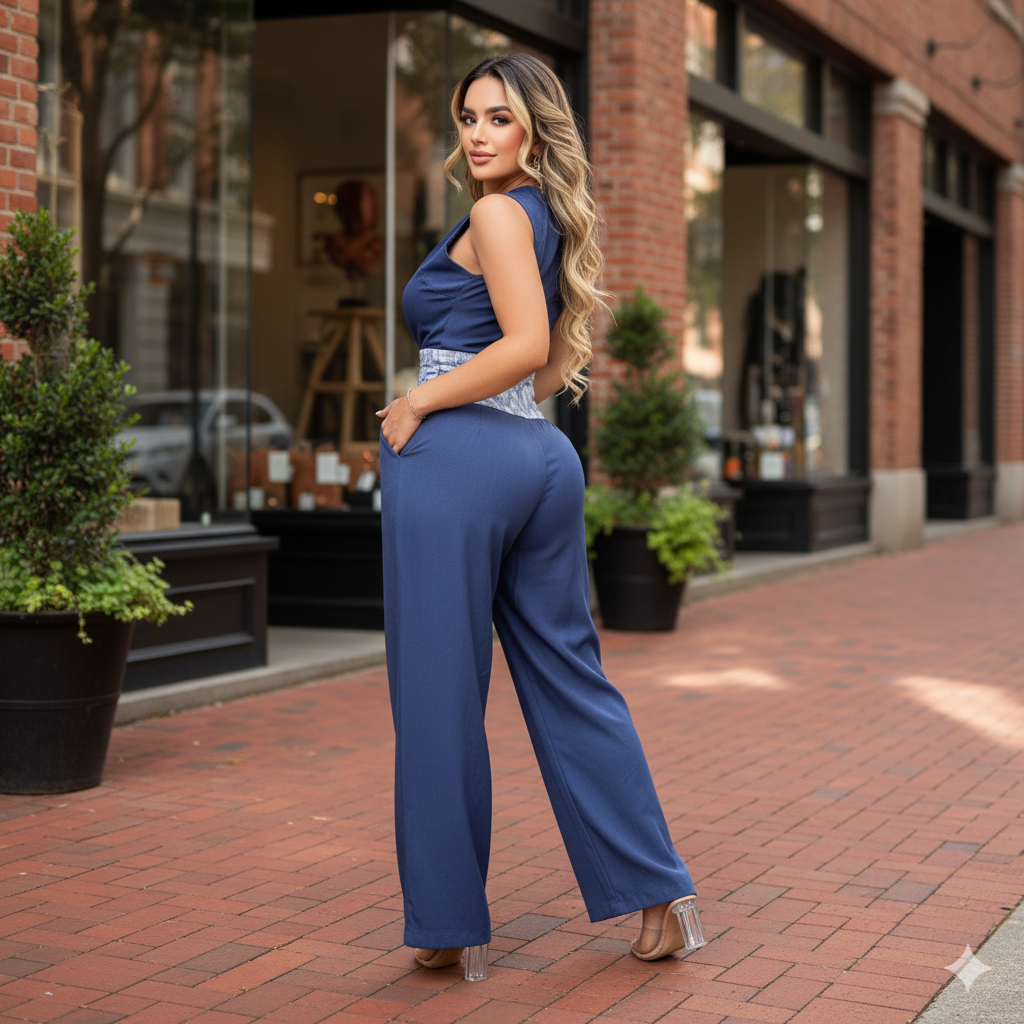 Enterizo Palazzo Cinturón Bordado