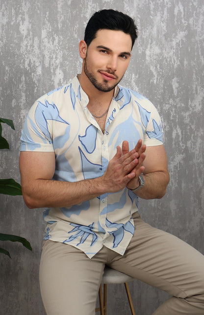 Camisa Manga Corta Estampada Hombre - Estilo Casual Moderno