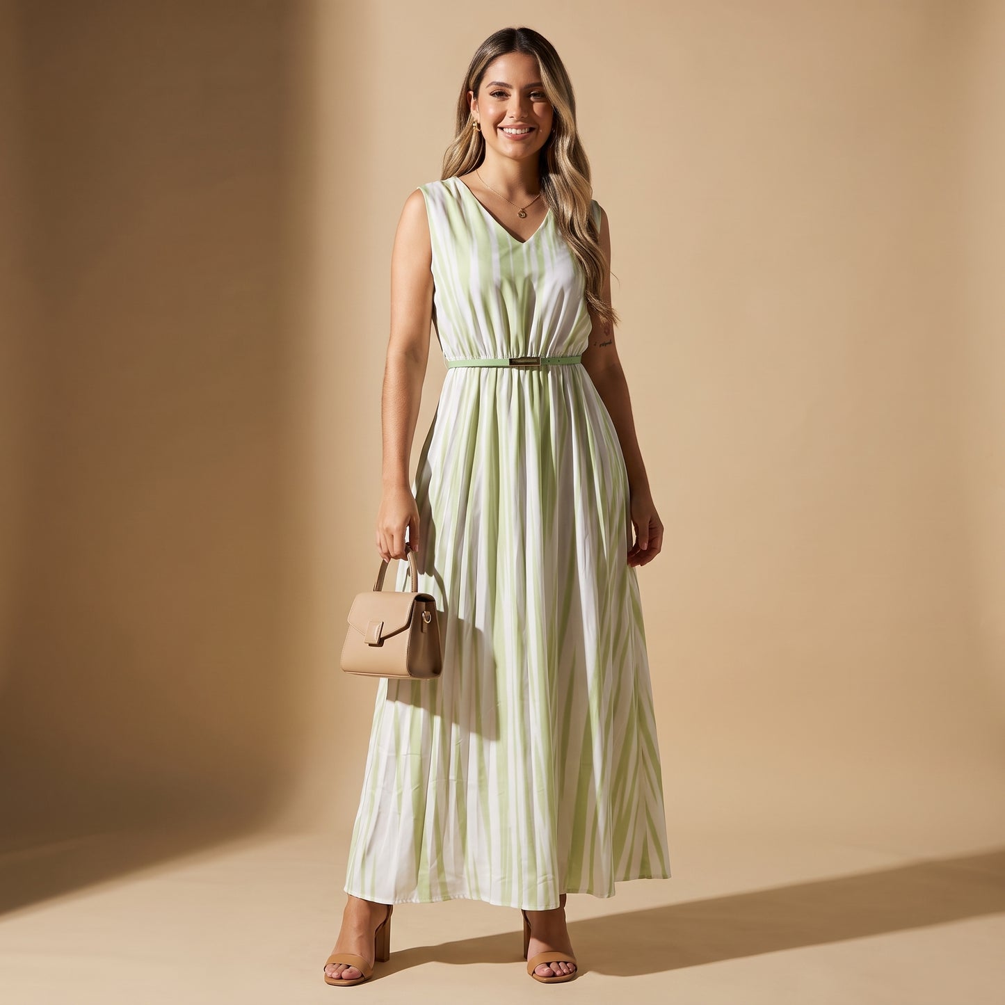 Vestido Maxi Plisado Riviera