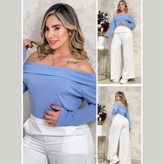 Conjunto pantalón blusa manga larga