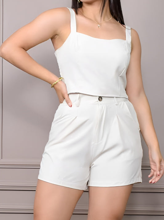 Hermoso Conjunto corto crop top unicolor