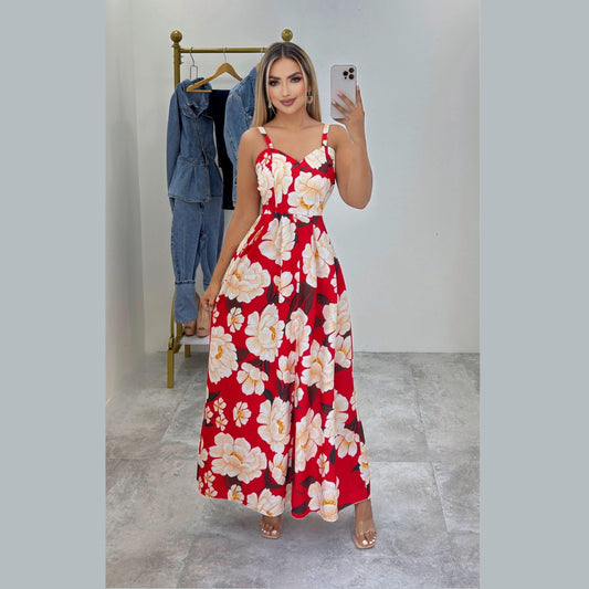 Vestido Largo Floral Mujer Verano Casual Elegante